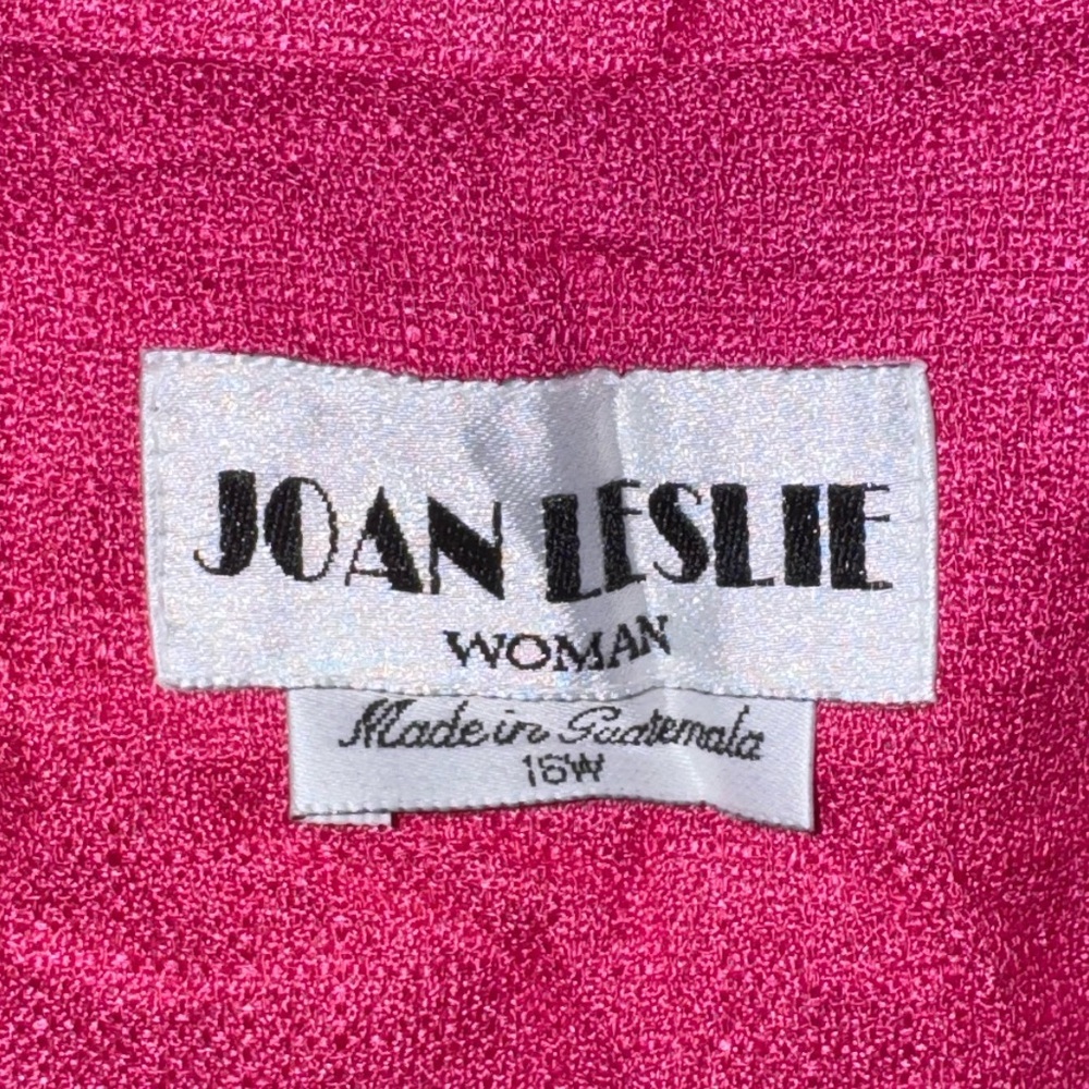 Joan Leslie Woman Fuchsia Textured Blouse 16W Shoulder Pads - Picture 7 of 8